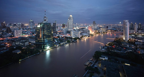 Панорама Бангкока, река Чаупхрая