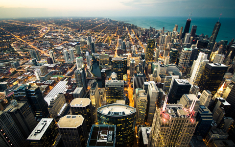 Вид на квартал небоскребов Чикаго